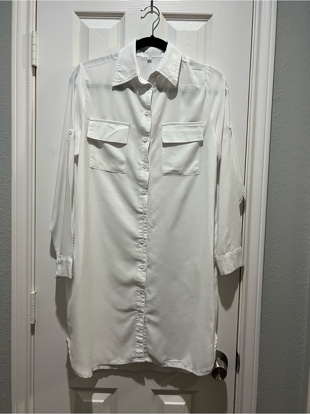 White Button-Down Shirt Dress